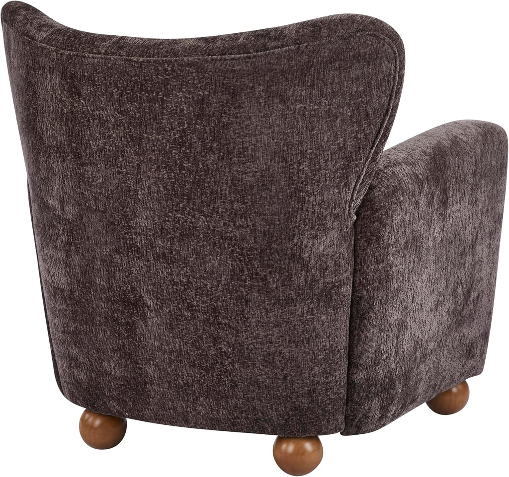 Lindy Wingback Accent Chair, Upholstered Armchair with Rounded Wooden Legs, Curved Backrest Single Sofa, Soft Cushion