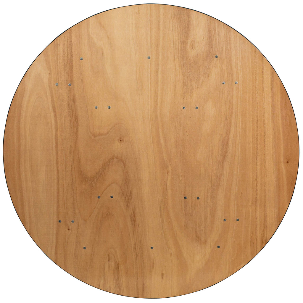 5 ft Wood Folding Clear Coat Round Banquet Table, Clear