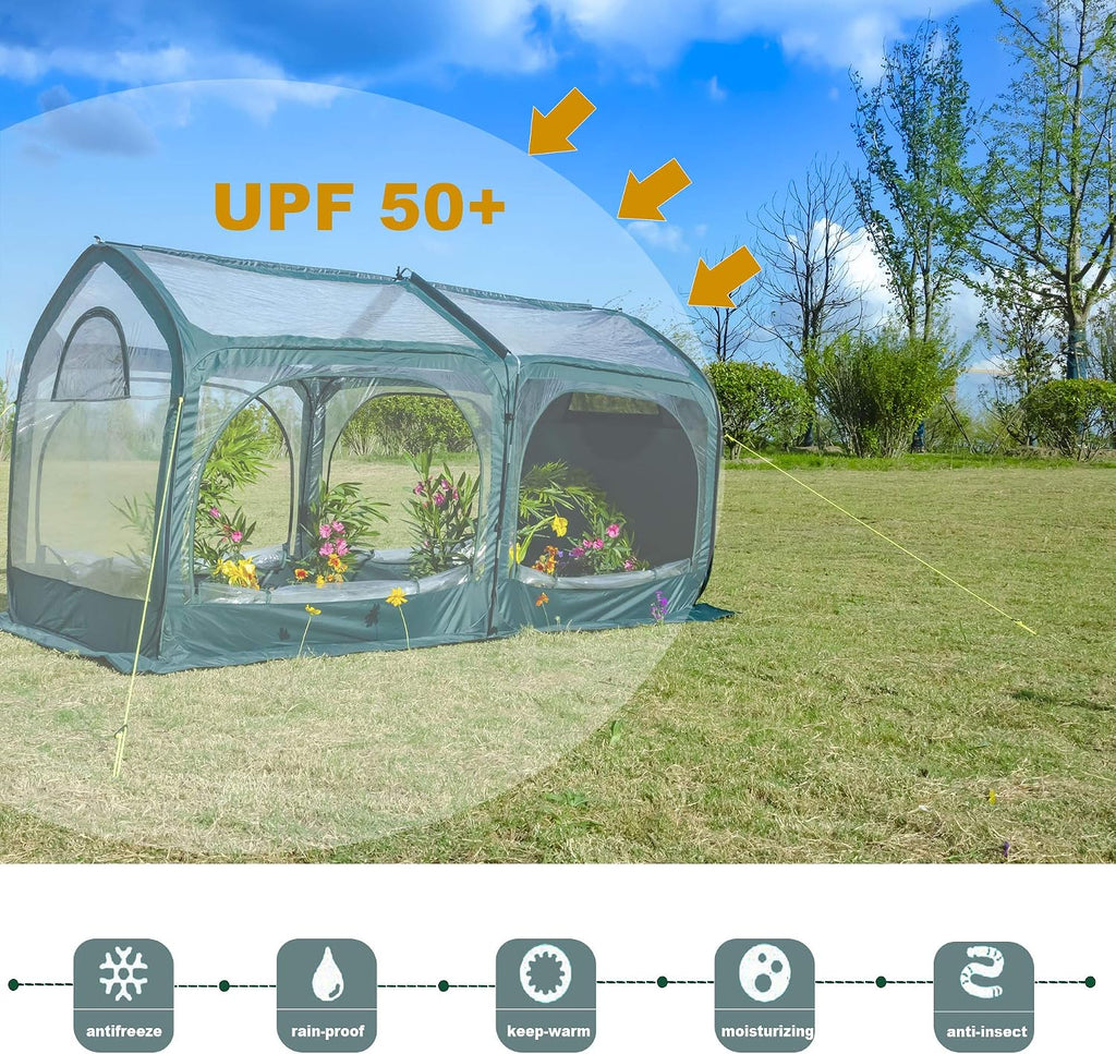 Pop Up Greenhouse Cover Flower House Mini Gardening Plant Flower Sunshine Room,Backyard PVC Cover for Cold Frost