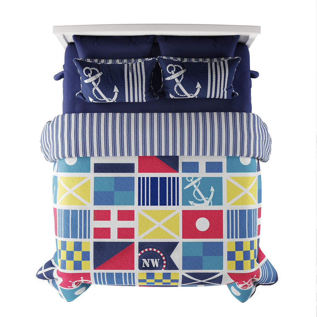 Coastal-Themed Twin Quilt Set, 2-Piece-Set