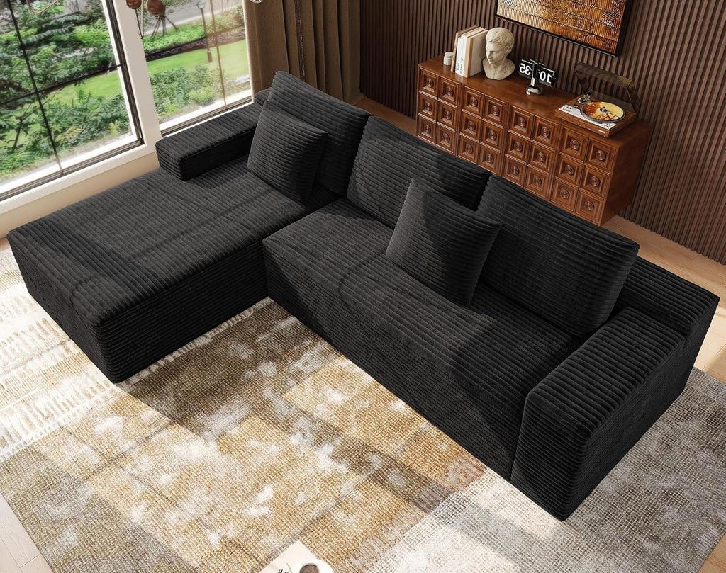 Boneless Modular Sectional Sofa, Cloud Couch with Left Facing Chaise, Oversized Deep Seat, L-Shaped