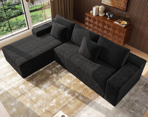 Boneless Modular Sectional Sofa, Cloud Couch with Left Facing Chaise, Oversized Deep Seat, L-Shaped