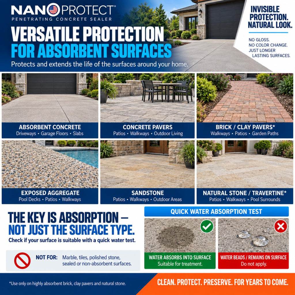 & Stone Sealer - 1 Quart Ready-to-Use, Long-Lasting Protection for Driveways, Patios, Pavers & Walkways
