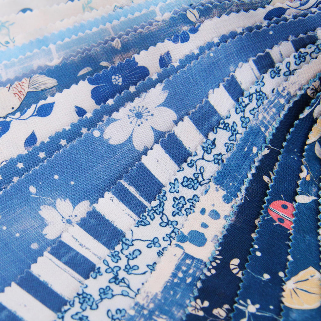 Vintage Dark Blue Lemon Cotton Quilting Fabric - 3 Yard Cut