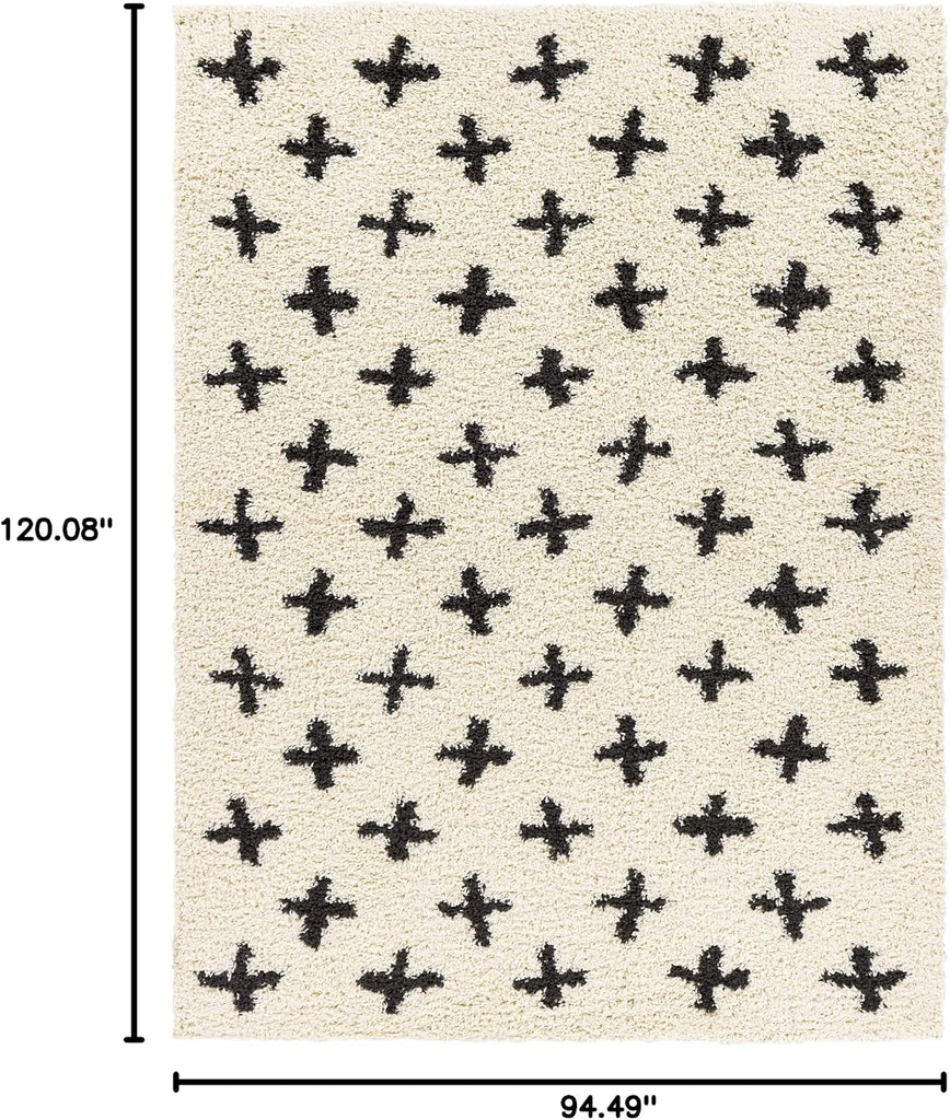 Gambo Living Room, Bedroom Area Rug - Cross Geometric Abstract - Bohemian Transitional Modern Minimalist Scandinavian