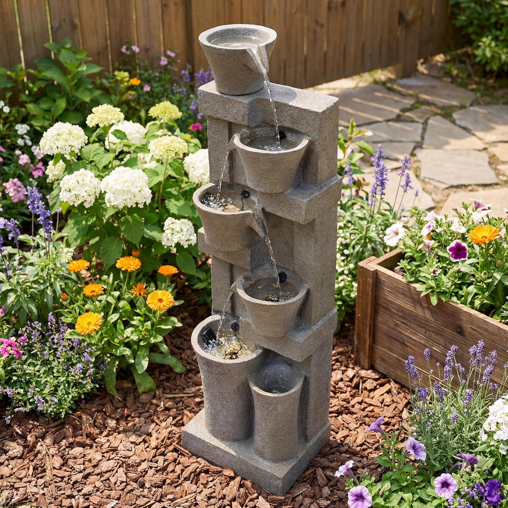 Redlife 49.6" Tall Outdoor Waterfall Fountain