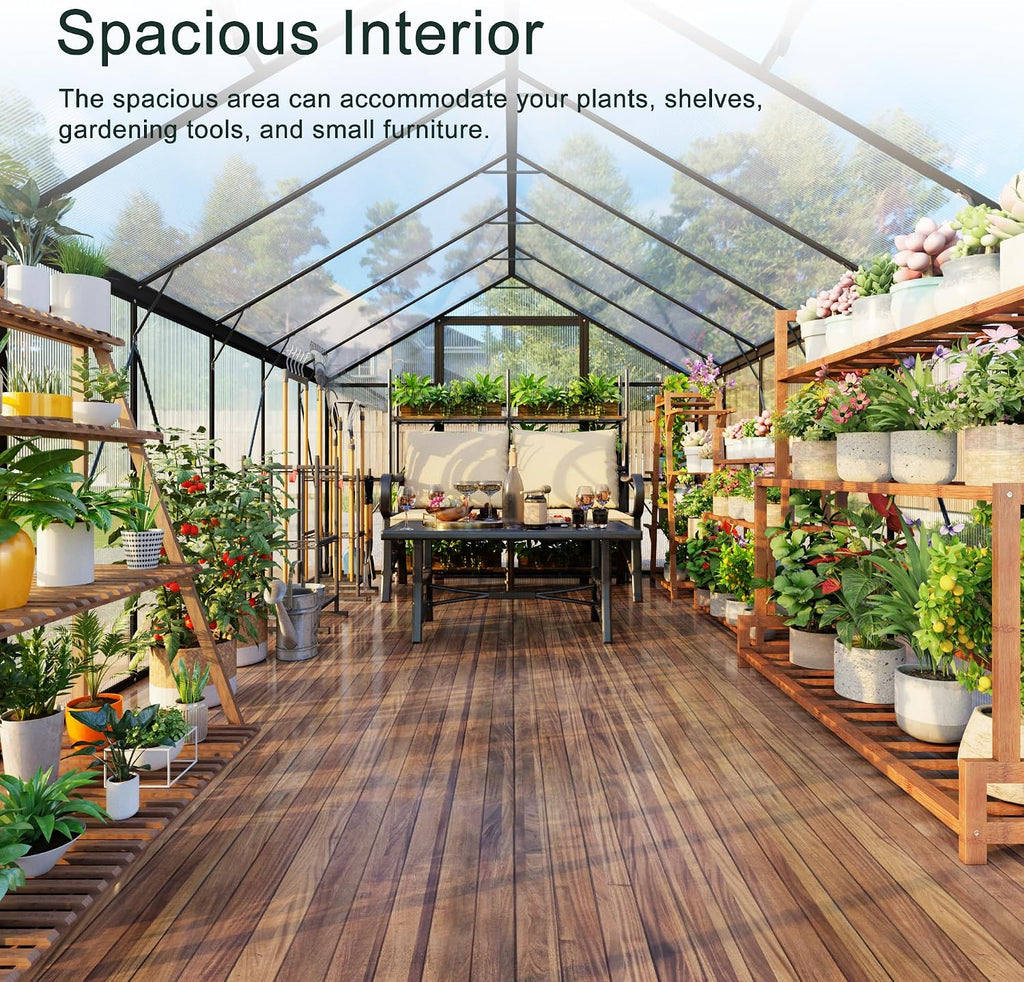 8X10 FT Walk-in Greenhouse, Heavy Duty Large Greenhouses for Outdoors | Aluminium Frame Polycarbonate Garden