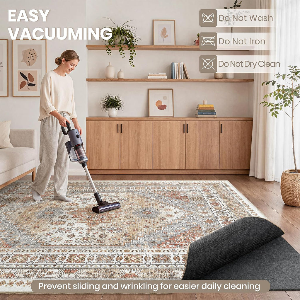 Protective Cushioned Rug Pad 8x10-1/4 Thick, Non Slip Rug Pads with Felt and Rubber Backing, Carpet Liner