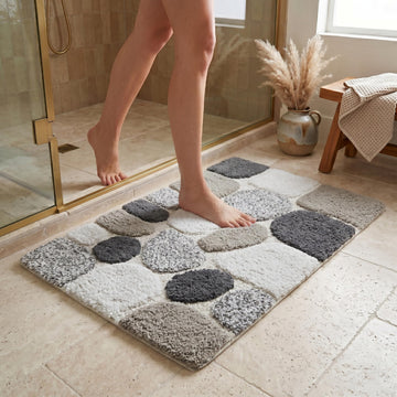 Set of 2 Pebble Bath Rug 21x32/17x24 Inch - Light Grey