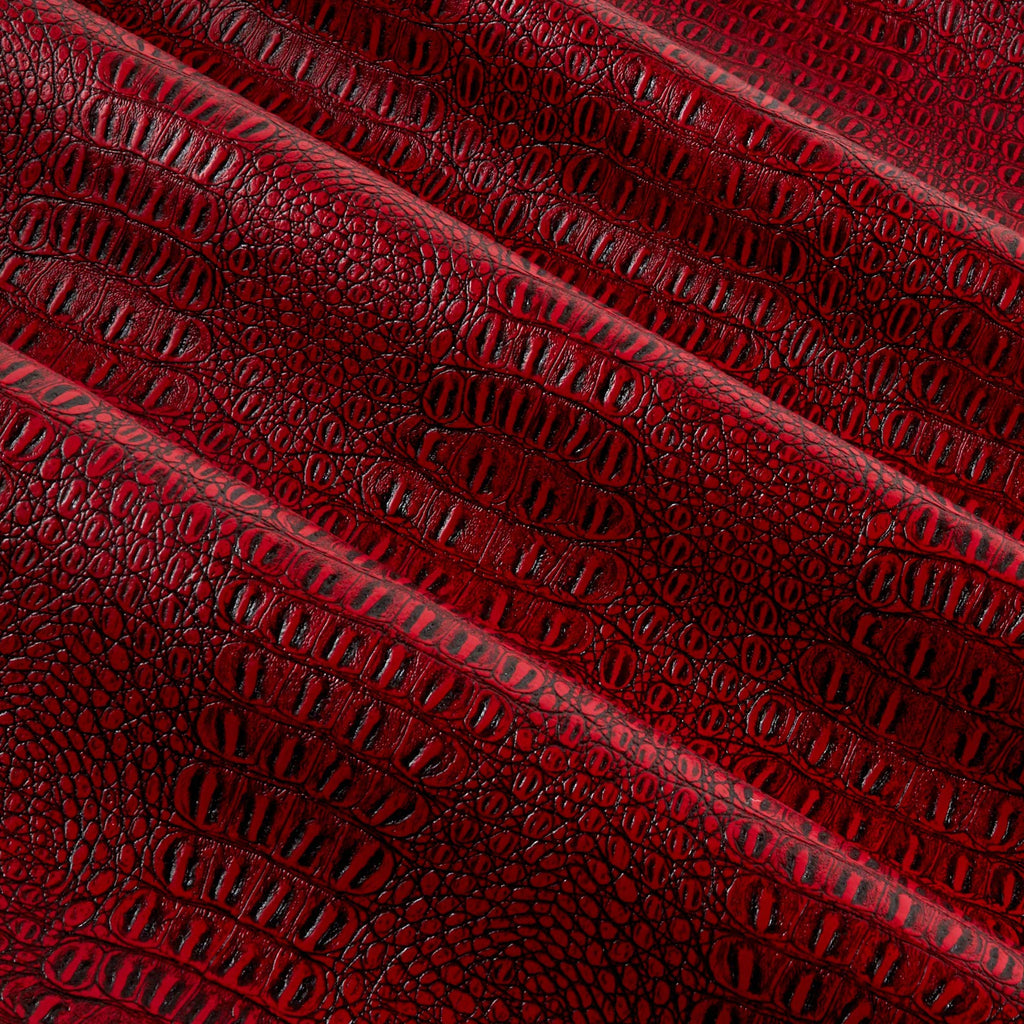 Faux Leather Gator Red/Black, Fabric by the Yard