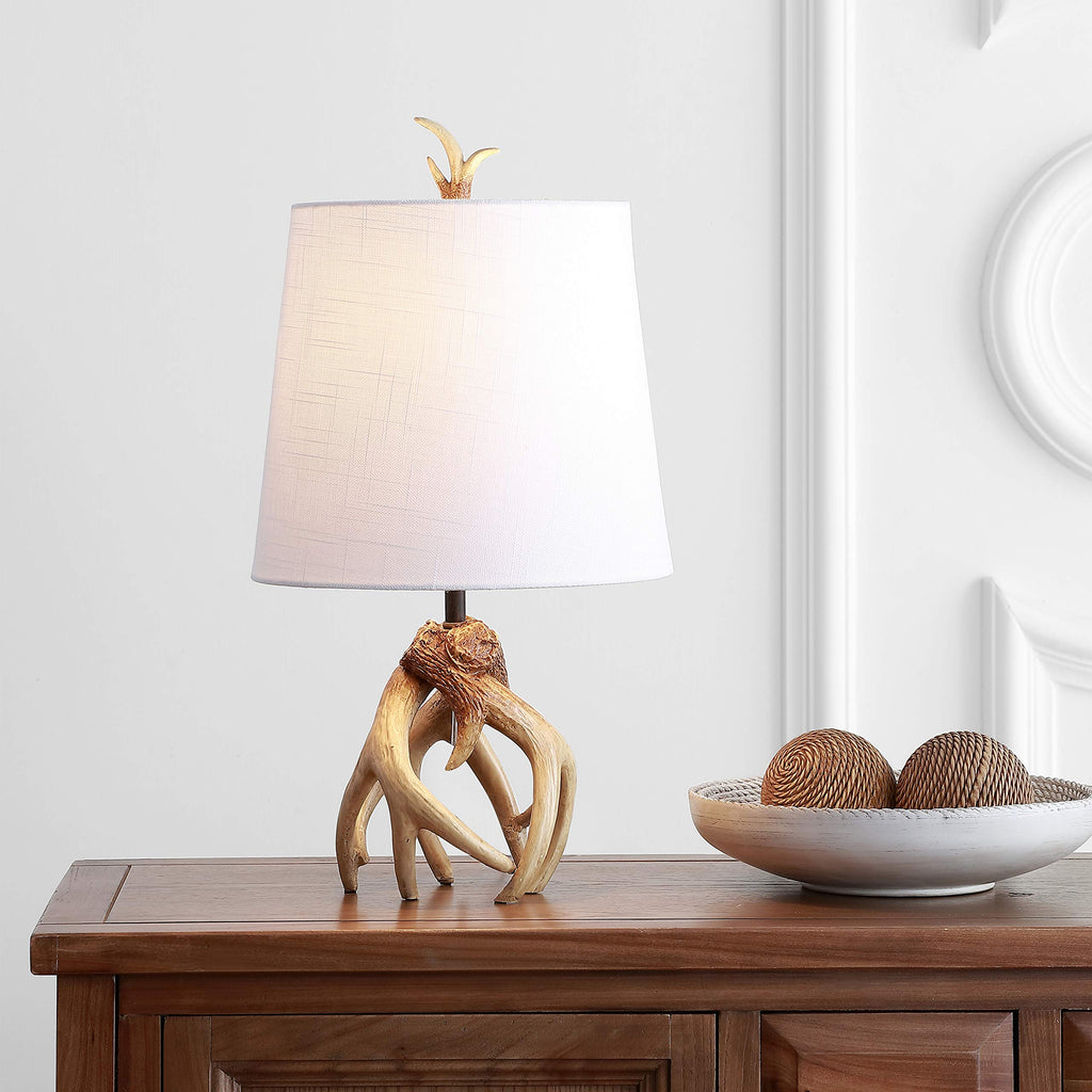 Vermont 19" Antler Resin Bedside Table Lamp, Natural