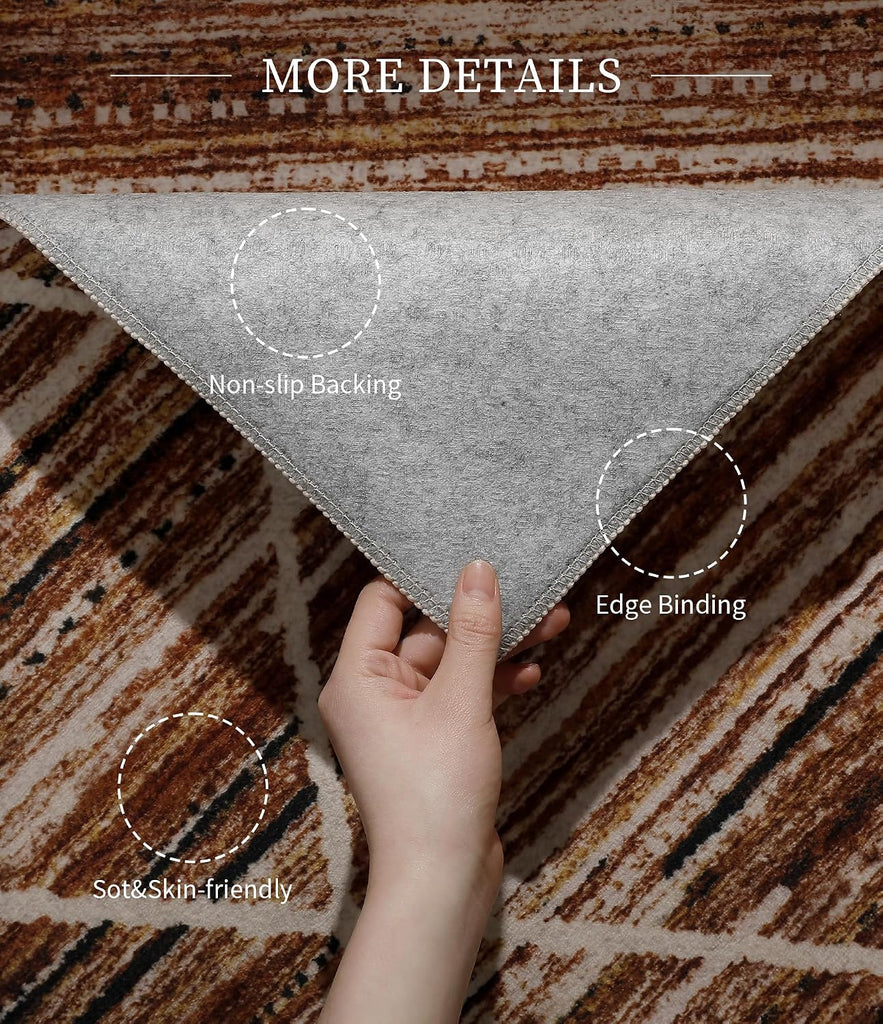Western Rug,Non Slip Village Brown Rugs, Easy Cleaning Low Pile Large Carpet, Kids Playroom, Office