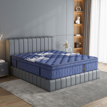 Full Mattress, Crown Hybrid Mattress in a box, Medium Firm Mattress(14 in) | Cool and Breathable Knit Fabric