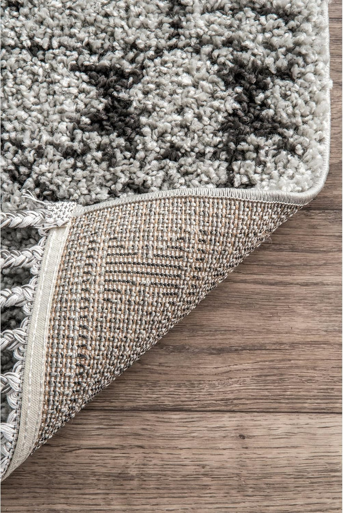 Vasiliki Grey/Ivory, 4' Square, Moroccan Shag, Tassel, Soft and Plush, High Traffic, Stain Resistant, Easy Clean