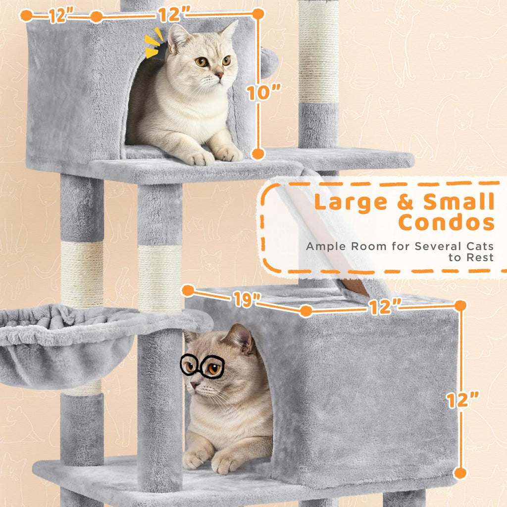 82.5in Tall Cat Tree for Large Cats, Sturdy Multi-Level Condo