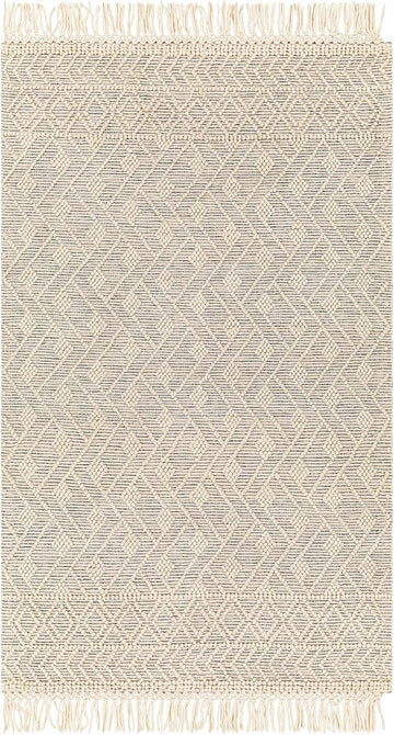 Erica Wool Living Room, Bedroom Area Rug - Geometric Diamond Trellis Border - Traditional Transitional Scandinavian
