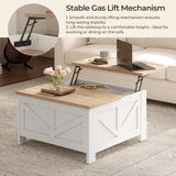 Farmhouse Lift Top Coffee Table with Storage, Square Coffee Table