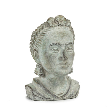 Large Woman with Unibrow Head Planter, Grey (10" Tall)