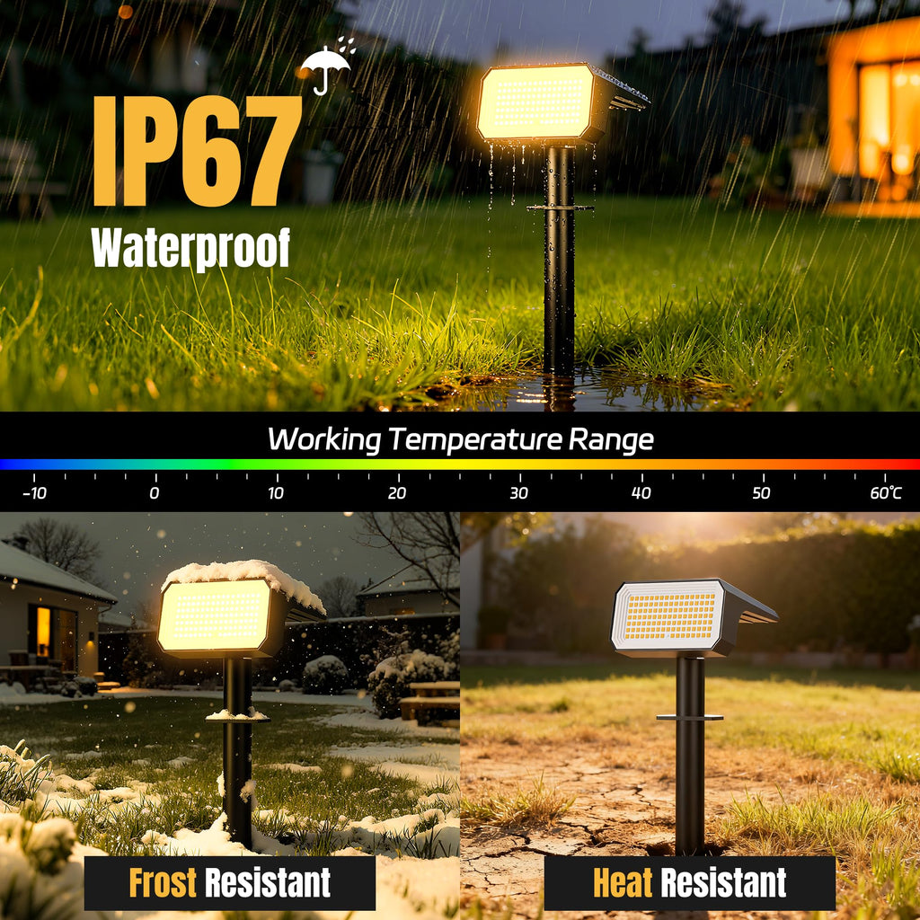 Solar Spot Lights Outdoor Waterproof, 10 Pack, 118 LED Warm White