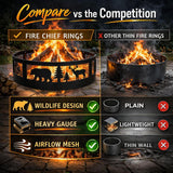 Fire Chief 36 Inch Fire Pit Ring – Heavy Duty Wood Burning Fire Ring Insert with Decorative Wildlife Design – Outdoor Steel Campfire Bonfire Pit - Image 5