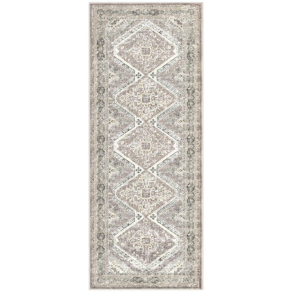 Oriental Washable Runner Rug Runners s Ivory Grey