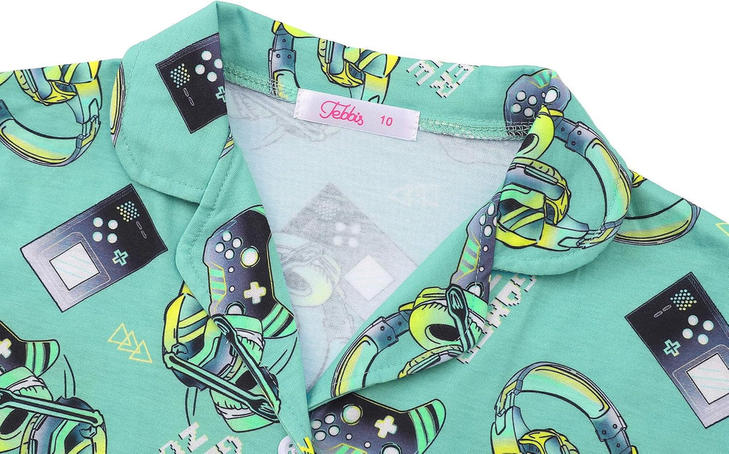 Boys Pajamas Novelty Prints Button-Up Top And Shorts