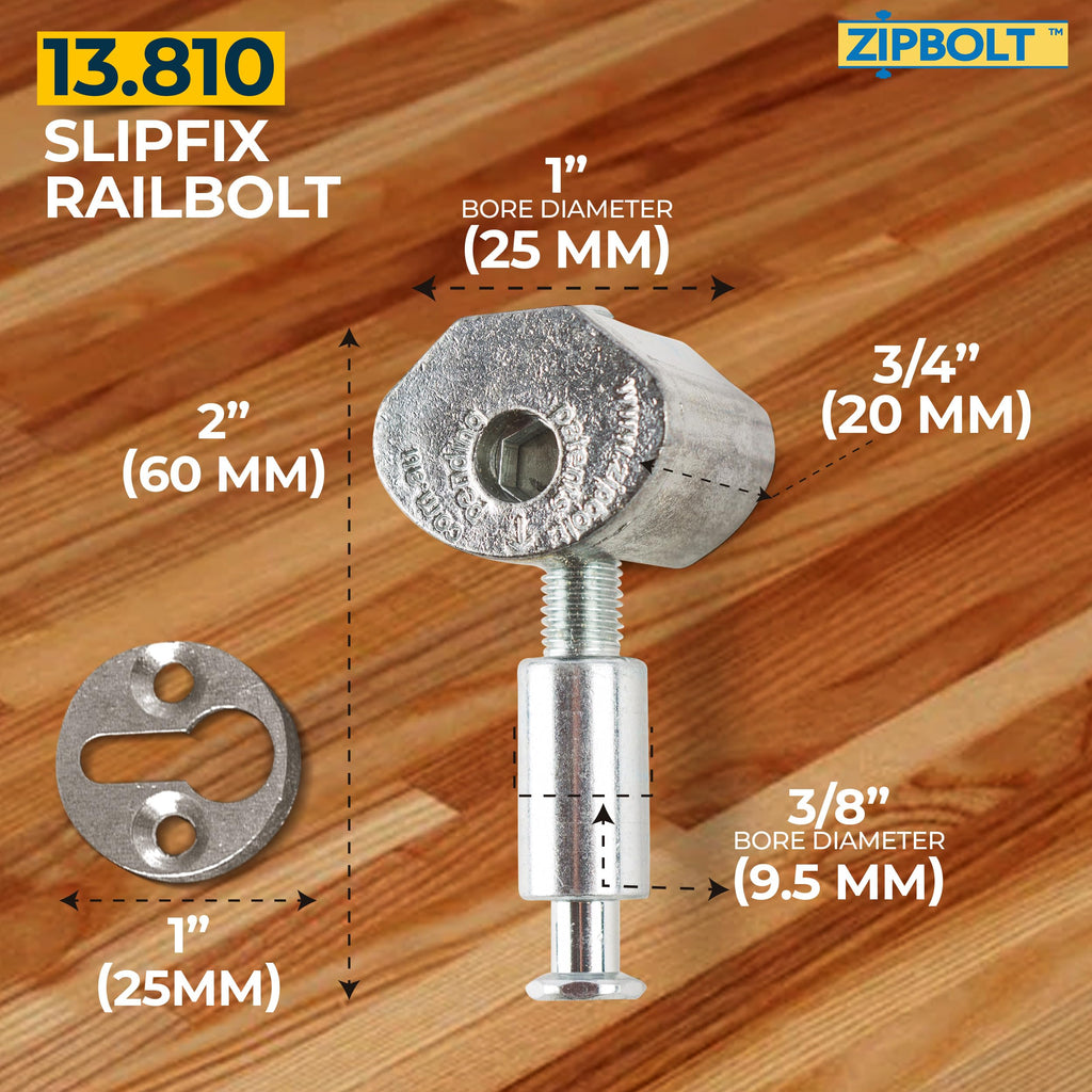 Slipfix Railbolt, Stair Handrail Post-to-Post, 5 x 2-Pack, 13.810