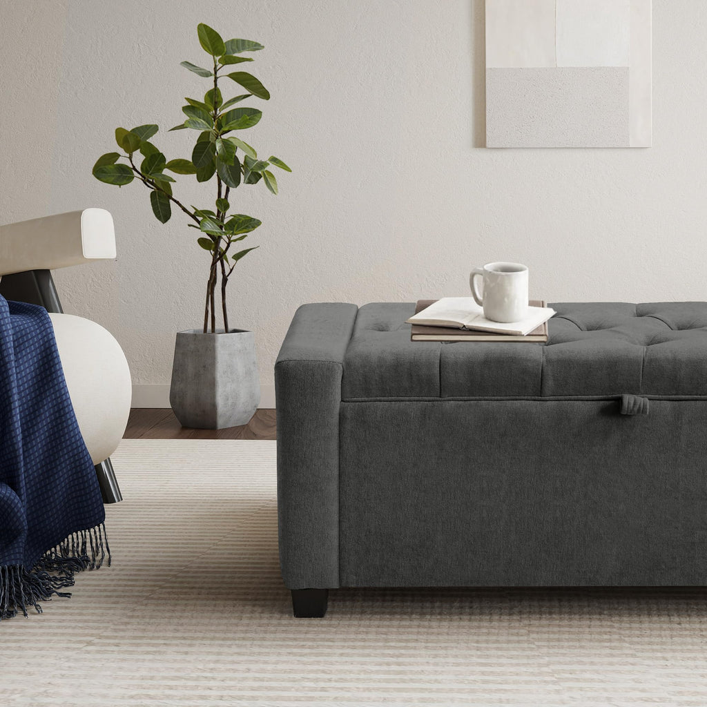 42.13" Storage Ottoman Bench, Upholstered Tufted Bedroom Bench