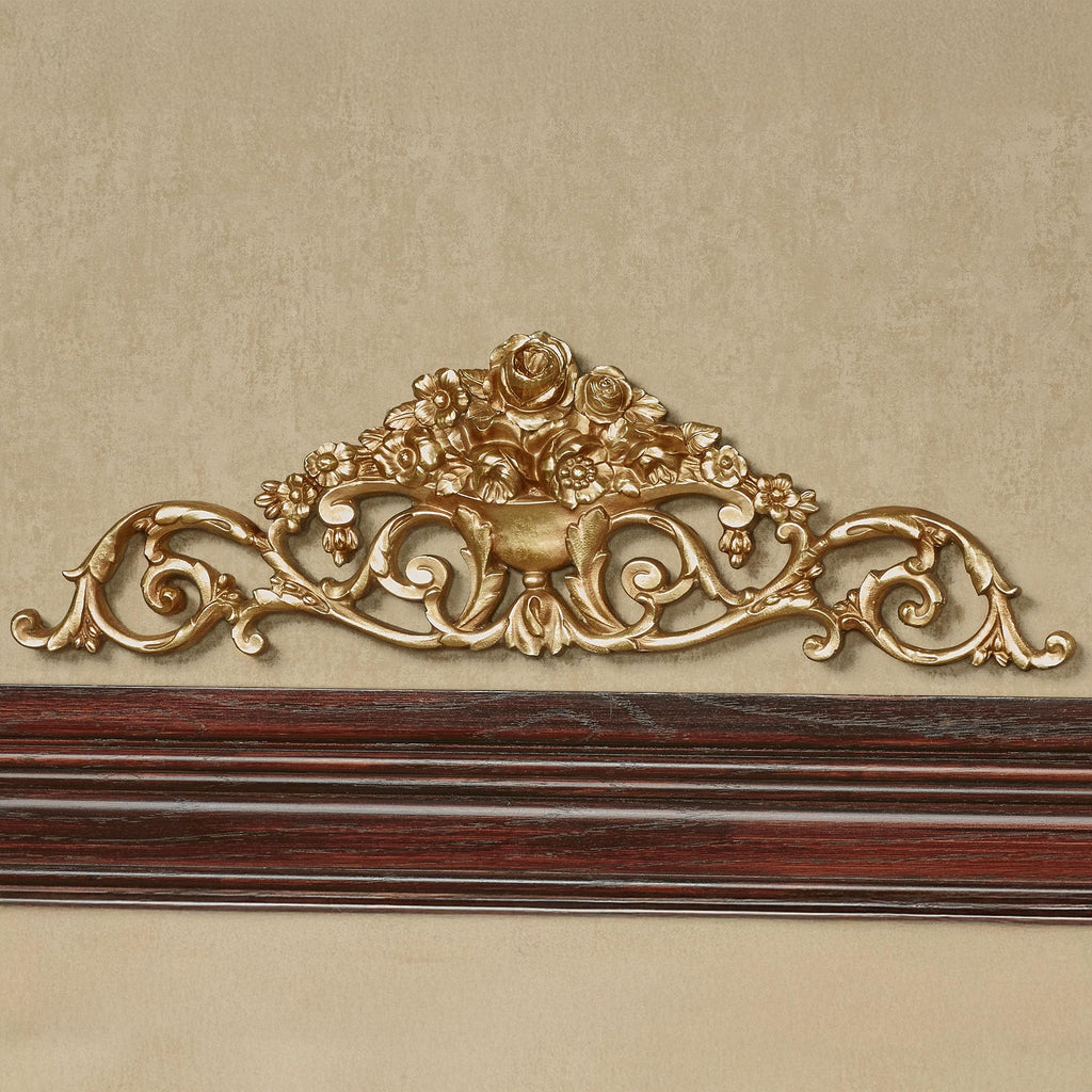 Giovana Aged Gold Acanthus Leaves and Roses Wall Topper - Picture Enhancements - Wall Decor Hanging