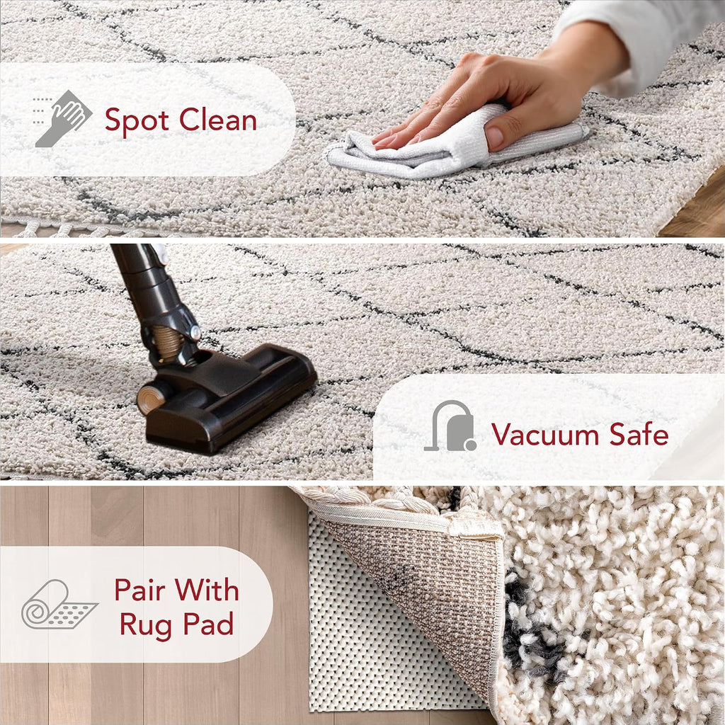 Jessie Off White Trellis Power Loomed Area Rug