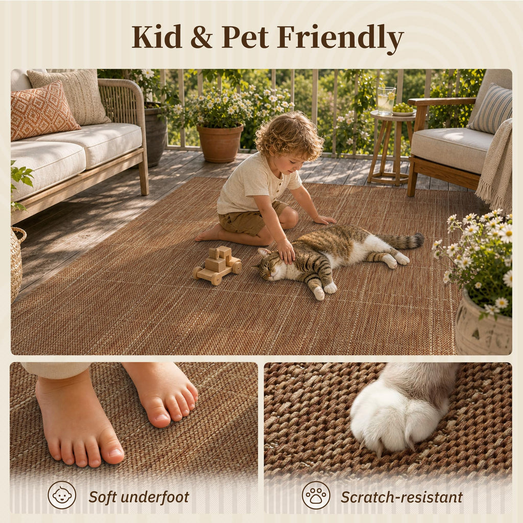 2x6 ft Indoor Outdoor Runner Rugs Porch Hallway Kitchen Door Entrance Long, Textured Weave Polypropylene, Durable for