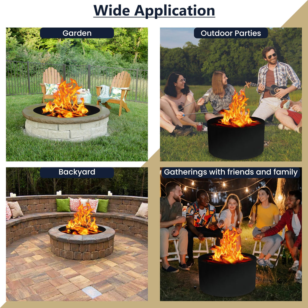 36" No Bottom Fire Ring for Outside Fire Pit - 2MM Carbon Steel