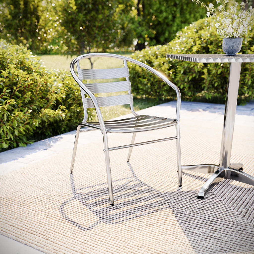 Commercial Aluminum Slat Back Indoor/Outdoor Stack Chair
