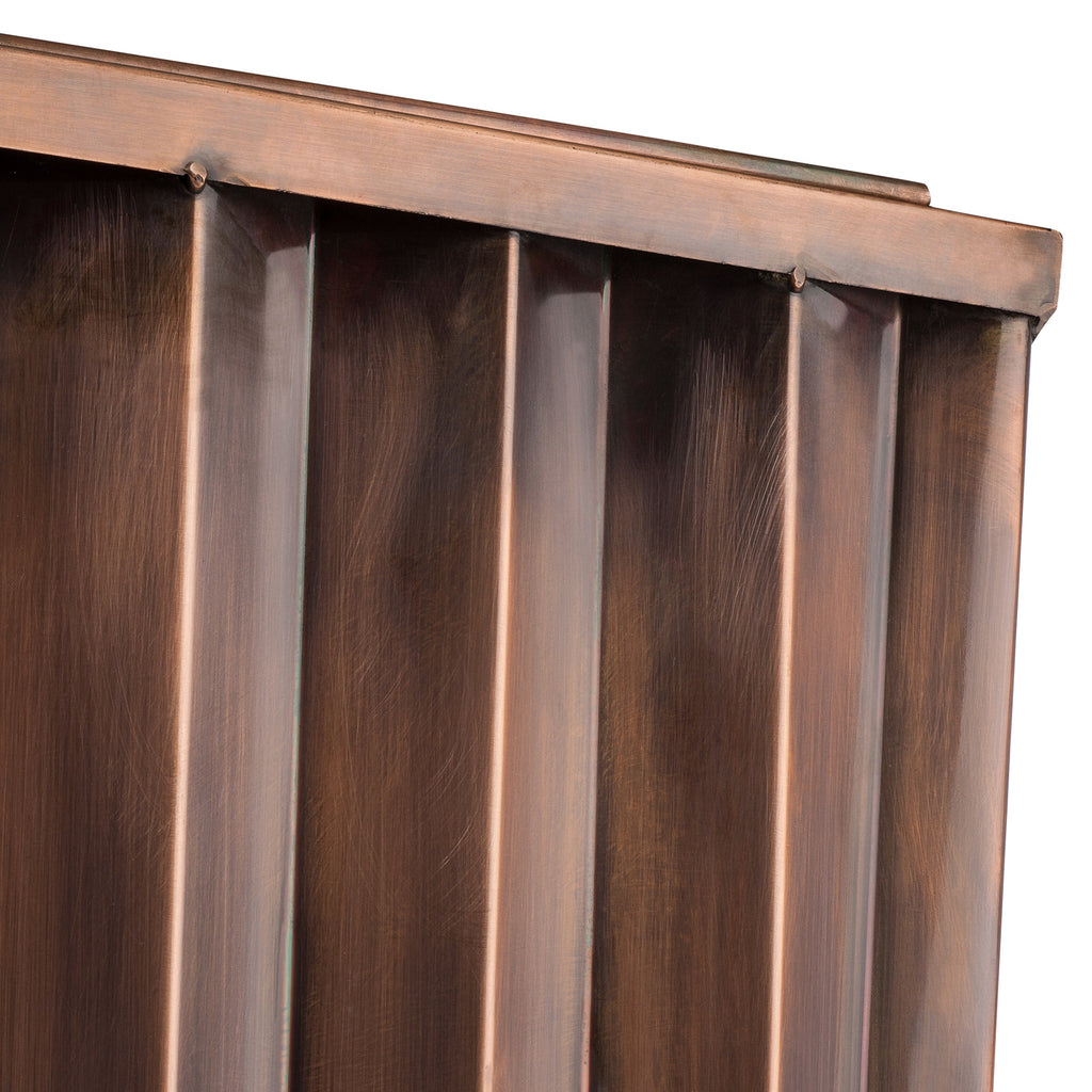 36 in Tall Ribbed Planter, Antique Copper Finish, Lift Out Insert