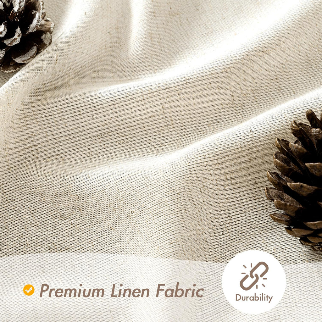 Linen Buttonhole Fabric Natural 72*80 12 Metal Hooks