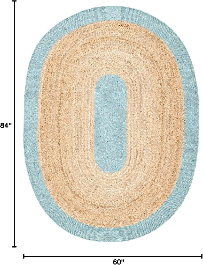 Braided Oval Rug 5x7, Wool Blue & Brown BRD910M