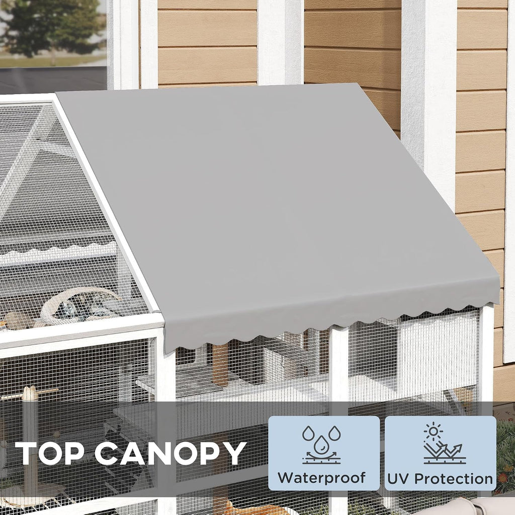 110" L Large Catio Outdoor Cat Enclosure for Multiple Kittens White