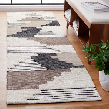 Kenya Collection Area Rug - 10' x 14', Black & Ivory, Handmade Southwestern Wool, Ideal for High Traffic Areas in