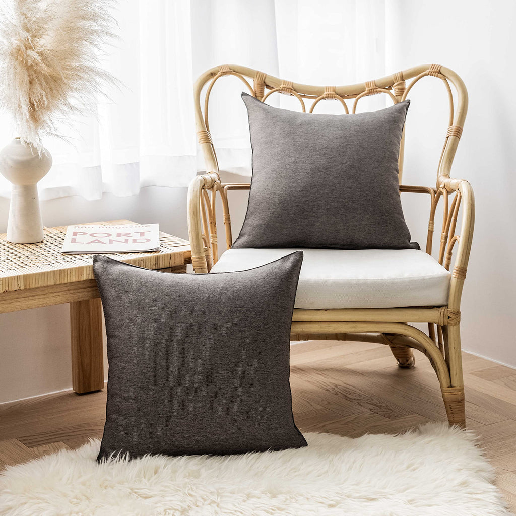 20x20 Pillow Covers Outdoor Throw Pillow Shams Grey Cushion Covers, 20 inches, 50 cm, Pack of 4, Charcoal Gray