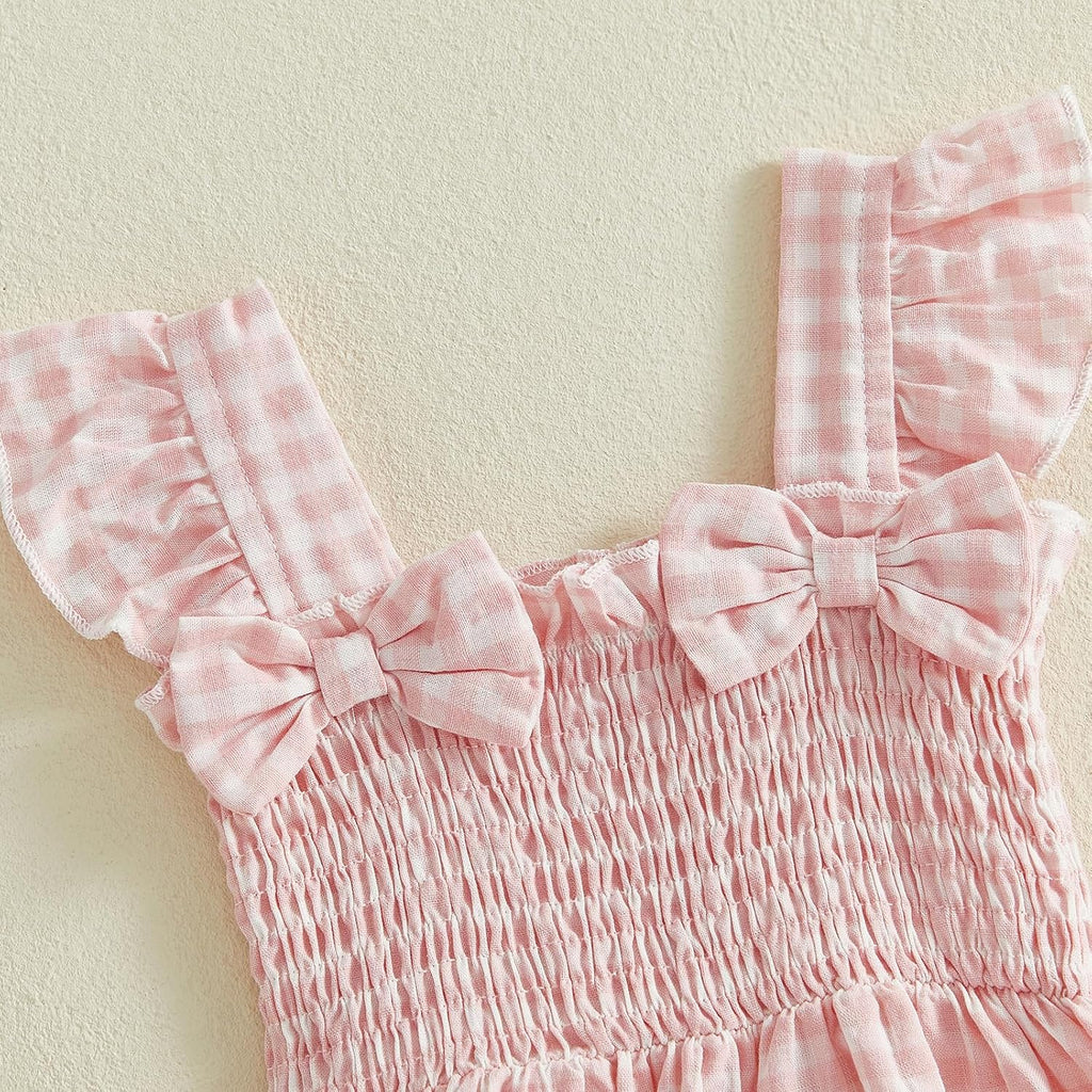 Baby Girl Clothes Infant Summer Outfits Set Plaid Ruffle Sleeve Shirt Tops and Bloomers Shorts