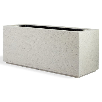 Milan Modern Outdoor/Indoor Rectangular Trough Planter - 43" x 15" x 19" H - Lightweight Weather Resistant Stone-Look
