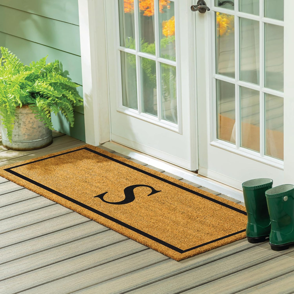 Monogram Extra Large Coir Doormat, 60x24 Inches Front Door Mat, Outdoor Indoor Entrance Rug, Welcome Mat for Double