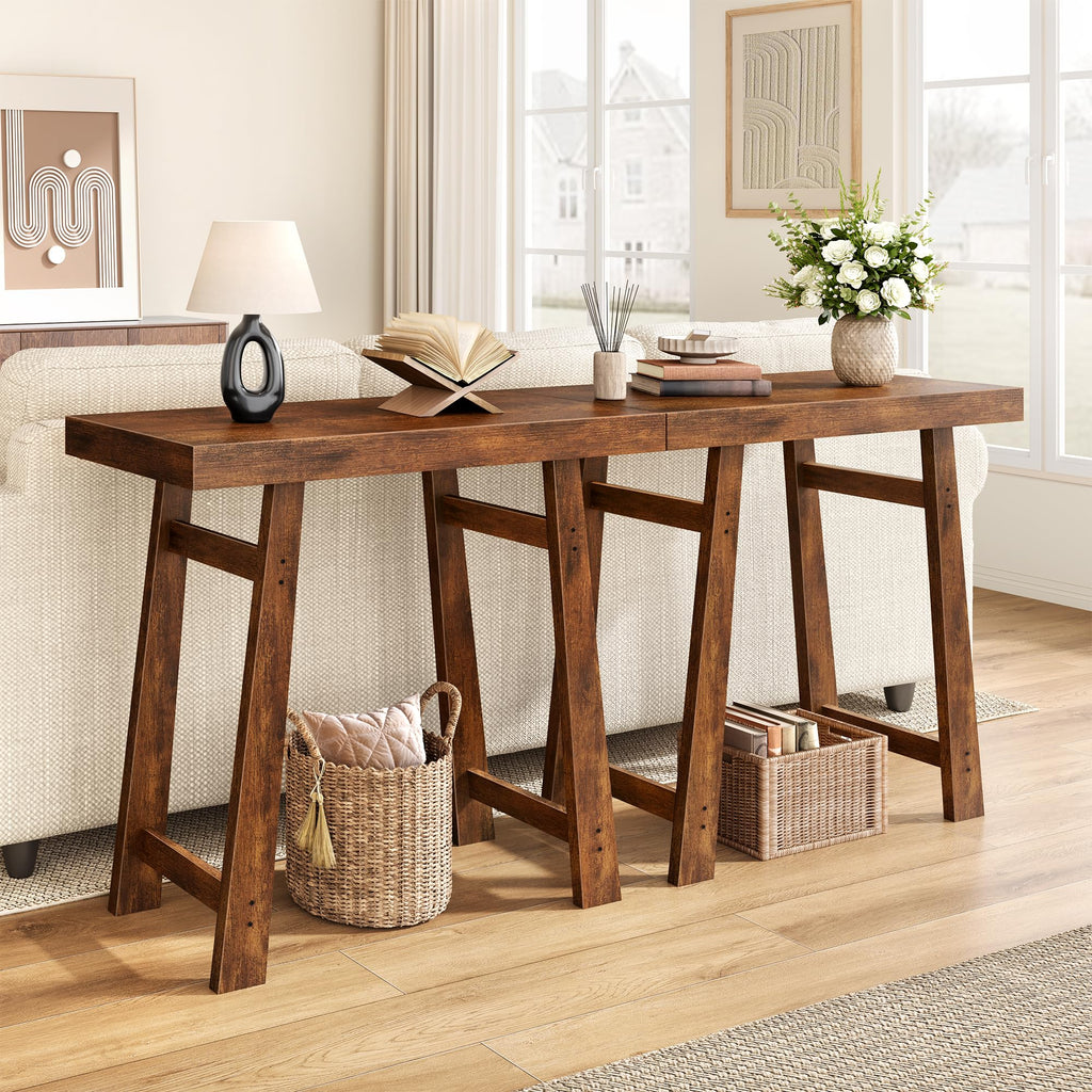 Modern Entryway Table, Foyer, 31.5 Inch, Rustic Brown