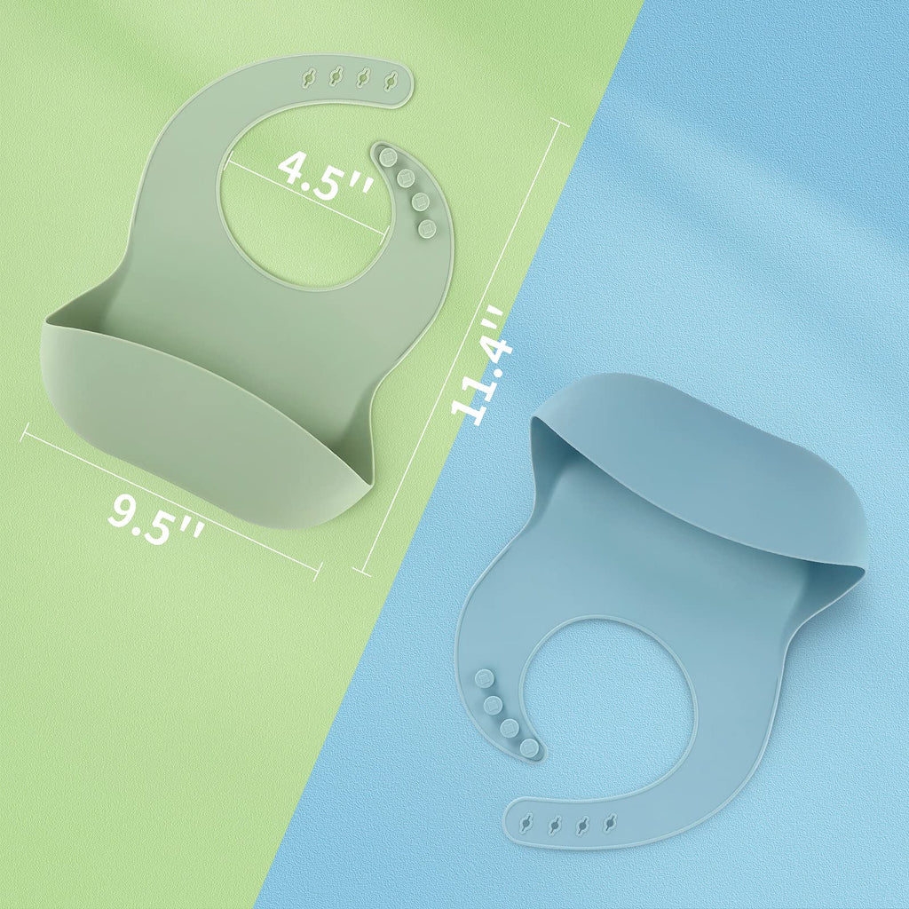 Silicone Baby Bibs for Babies & Toddlers | Adjustable Silicone Bibs 2 Set