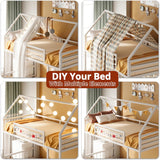Bunk Bed Twin Over Twin, House Bunk Bed Frame with Ladder and Guardrail