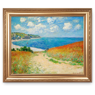 Path in the Wheat Fields at Pourville by Claude Monet Framed Size:36x30 inches, Image Size:30x24 inches World Classic