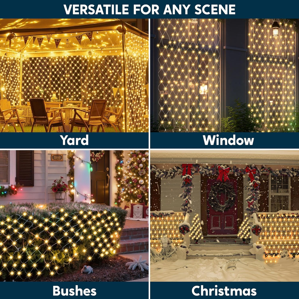 200 LED Christmas Net Lights, 6.5X 10FT Christmas Mesh Lights with 8 Modes, Connectable, Waterproof for Bushes Trees