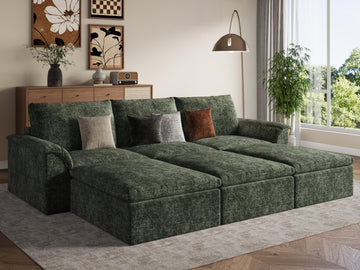 Boneless Sectional Couch, Cloud Sofa Bed, Green