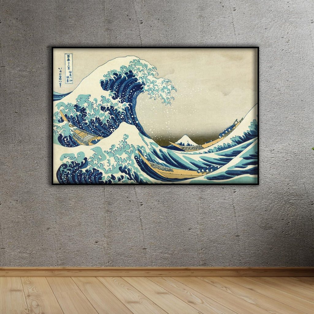 Hokusai Poster - Great Wave off Kanagawa Wall Decoration - Retro Japanese Poster - Wave Canvas Wall Decoration