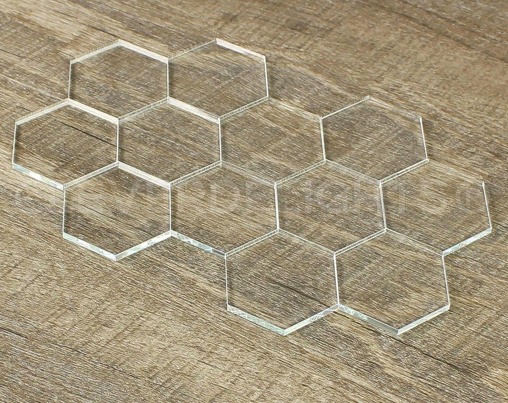 2" Hexagon Glass Tiles - 50 Pack - Clear